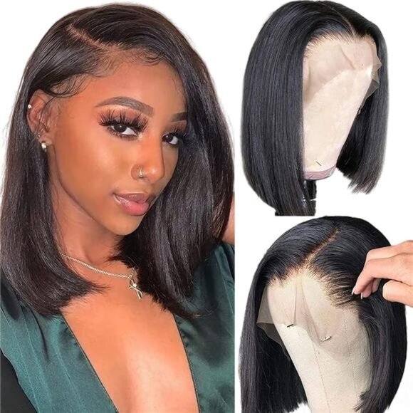 Bob Wig Lace Front Wigs Pre Plucked with Baby Hair 180% Density Short Bob Wigs - Picture 1 of 14